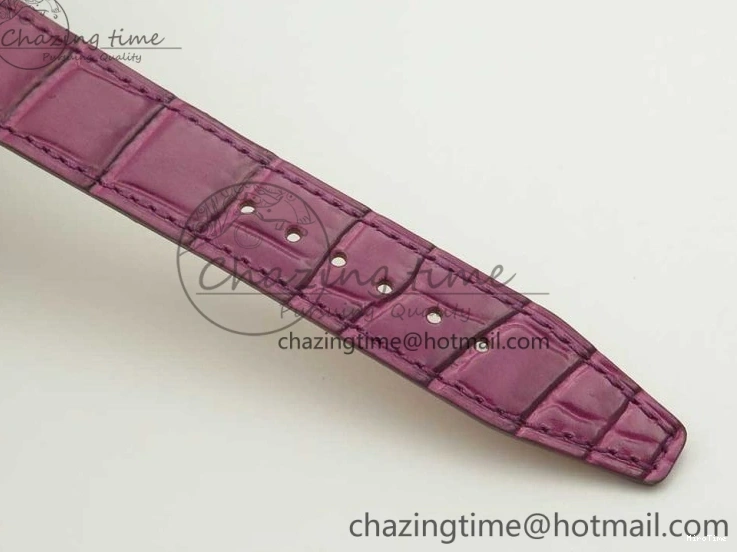 MIROTIME 0113 Portofino IW458101 Diamond Bezel SS MK 1:1 Best Edition Silver Dial On Purple Leather Strap MIYOTA Tailored 7166